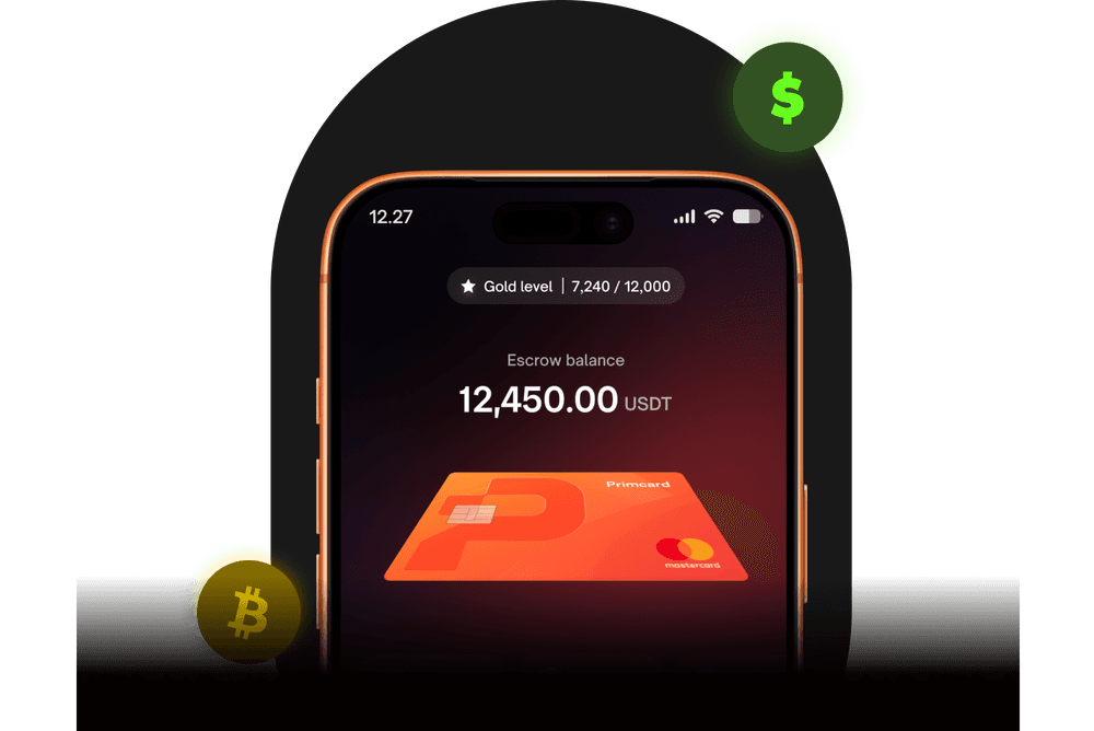 Phone showing a wallet balance and a Primcard ready to be added