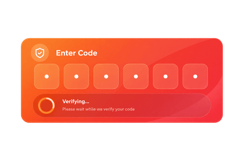 Enter Code screen verifying a six-digit one-time password