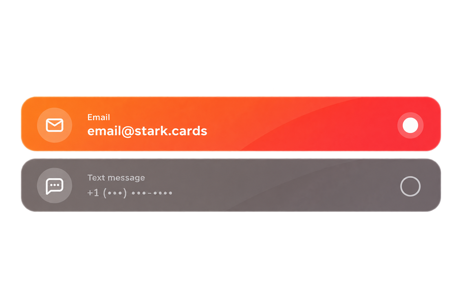 Verification method choice with Email selected and Text message left unselected