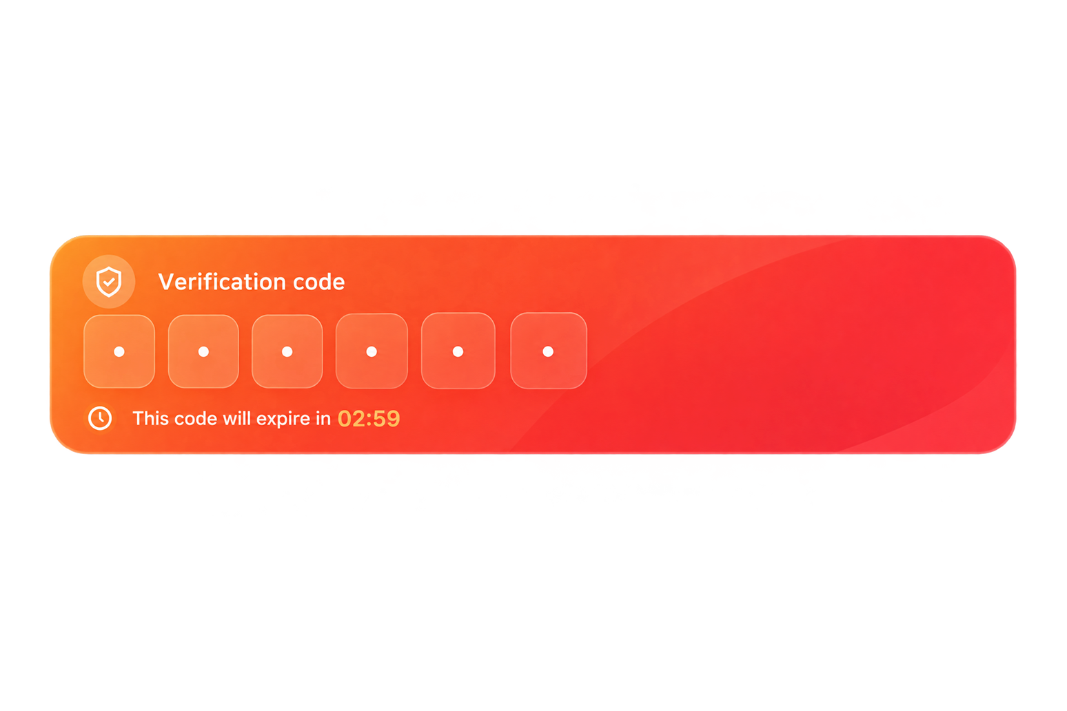 Verification code card with six digits and an expiry countdown