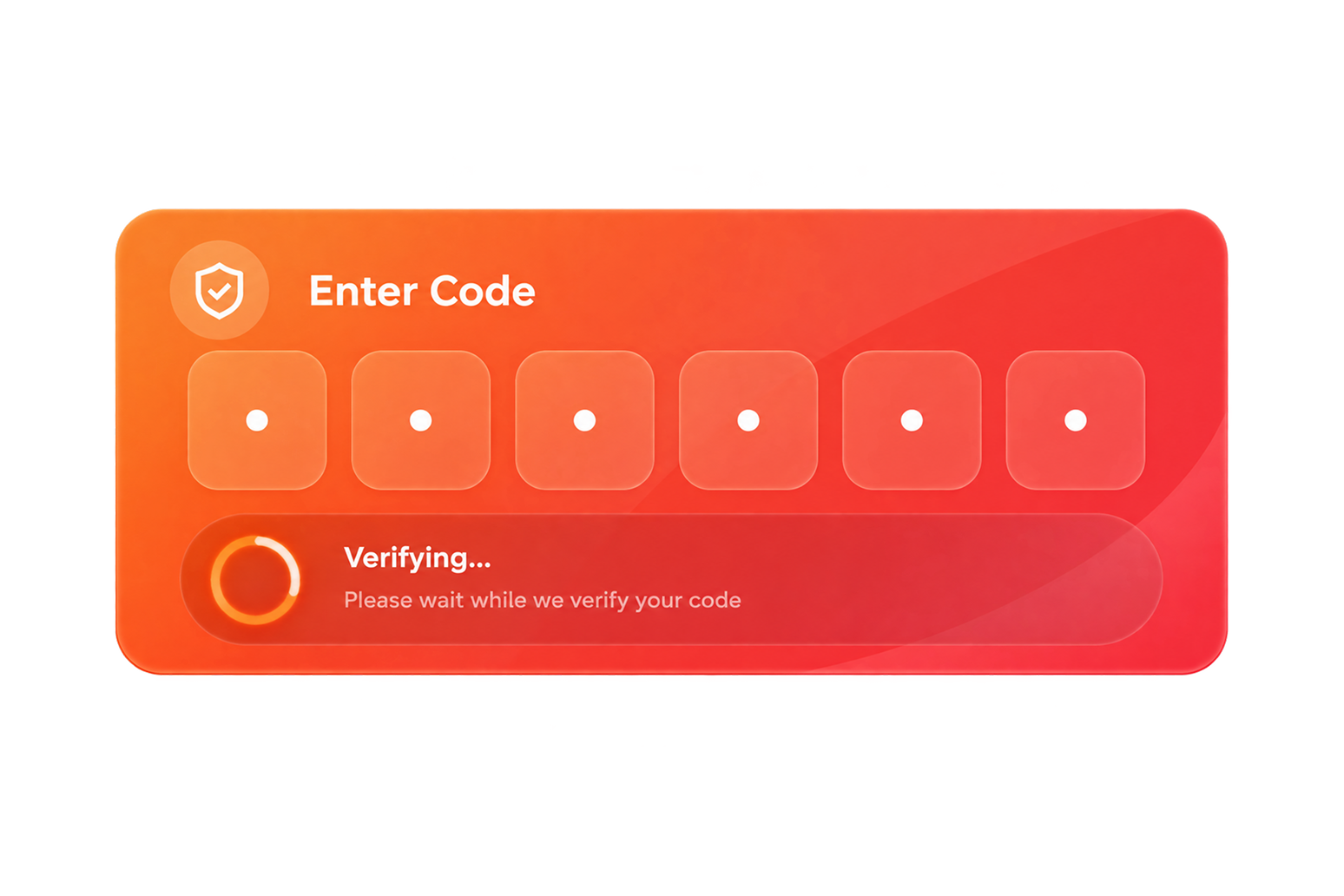 Enter Code screen verifying a six-digit one-time password